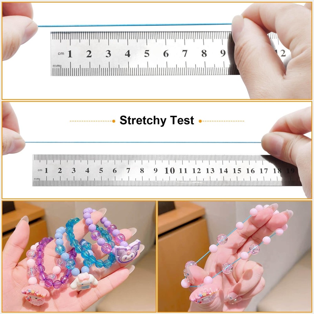 Stretchy Bracelet String Kit(4 Rolls Transparent，rainbow，black and White