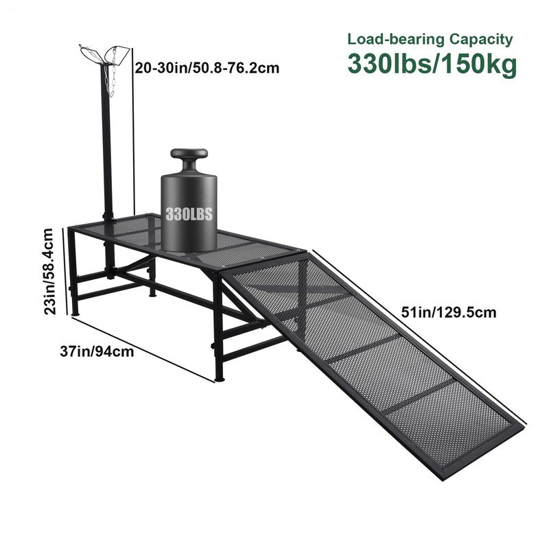 Livestock Stand Goat Milking Trimming Stand W/Ramp Adjust Height Nose Loop
