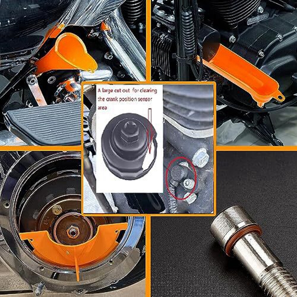 Oil Change Kit Tool for Harley Filter Wrench Funnels Set Drain Plug O-Ring