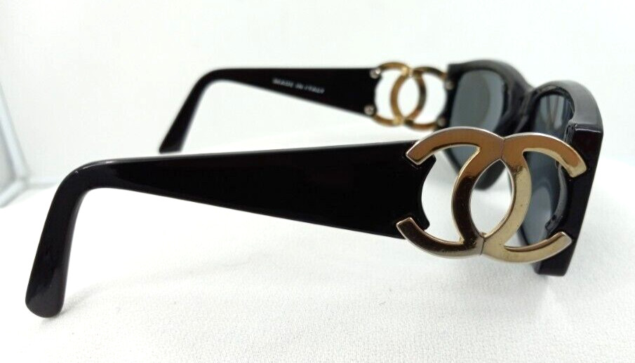 Vintage CHANEL Gold CC Logo Black Eyeglass - Frames Only