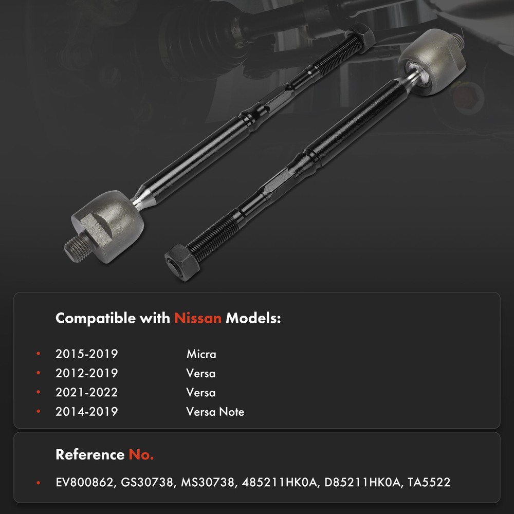2Pcs Front Left & Right Inner Steering Tie Rod End for Nissan Micra Versa Note