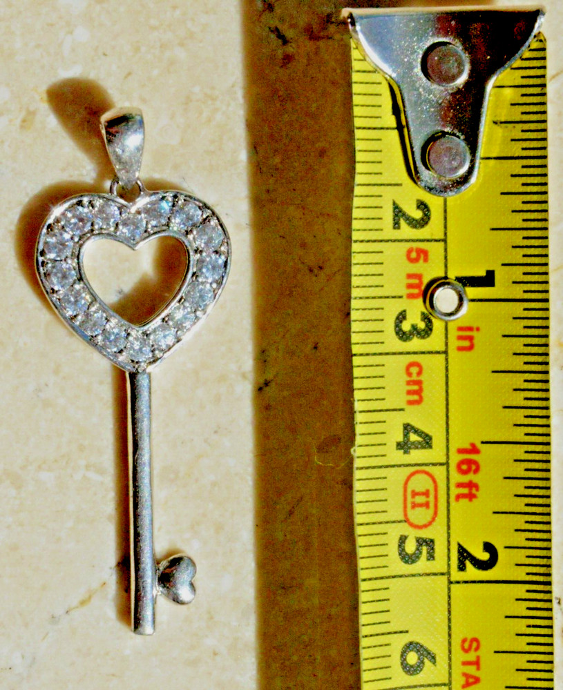 KEY 925" STERLING SOLID 925 SILVER STERLING PENDANT CHAIN NECKLACE CHAIN ​​RING