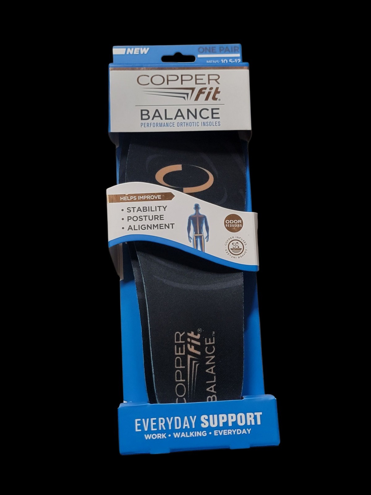 Copper Fit Balance Copper Infused Orthotic Insole, Men's Size 10.5-12, 1 Pair