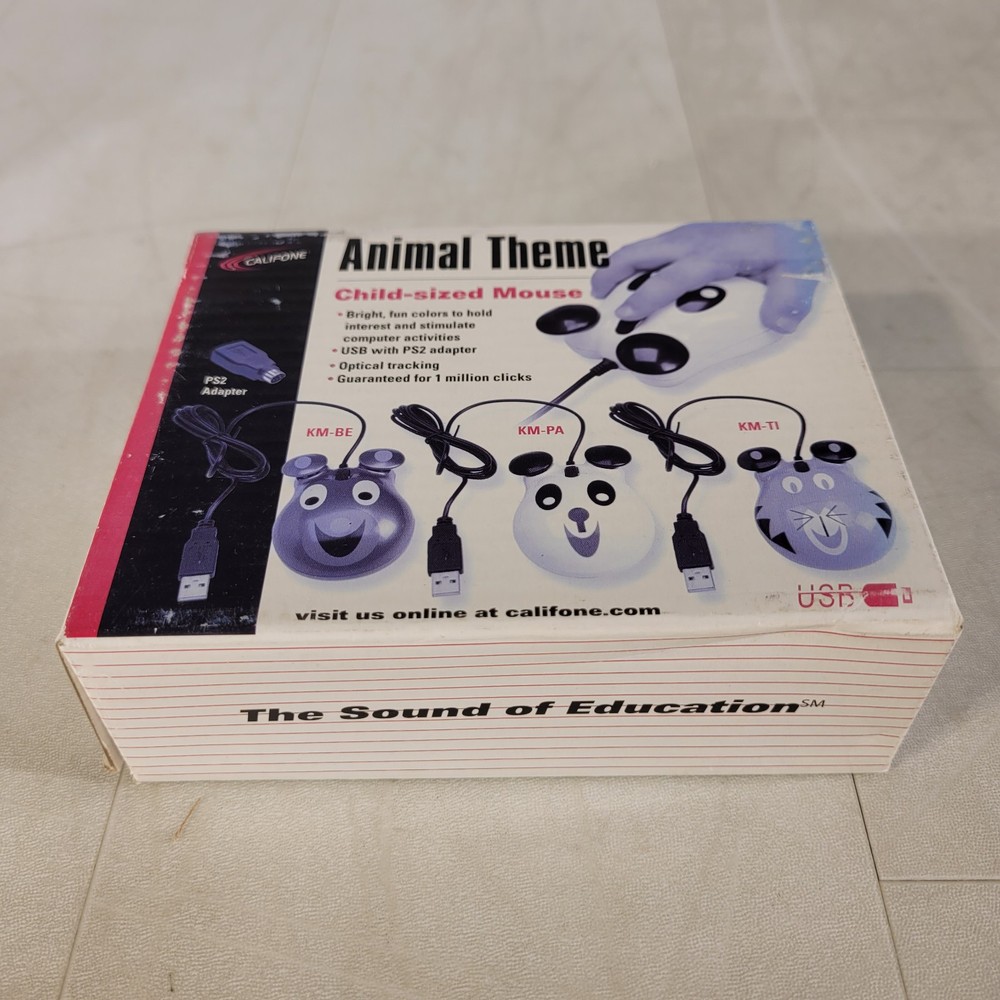 Califone KM-BE Animal Theme Child Sized Mouse Optical Tracker USB w/ PS2 Adapter