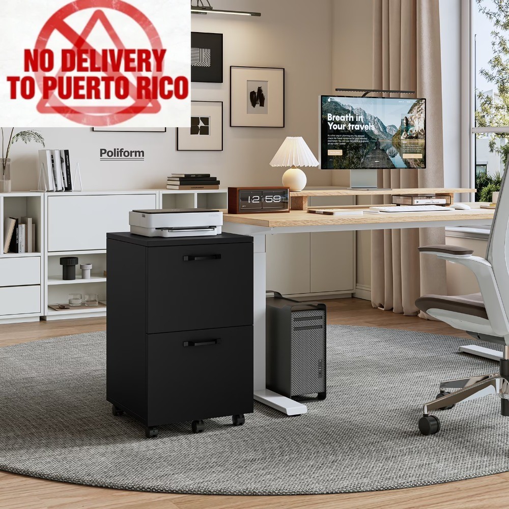 2-Drawer Rolling File Cabinet with Lockable Wheels, Printer Stand with Storage