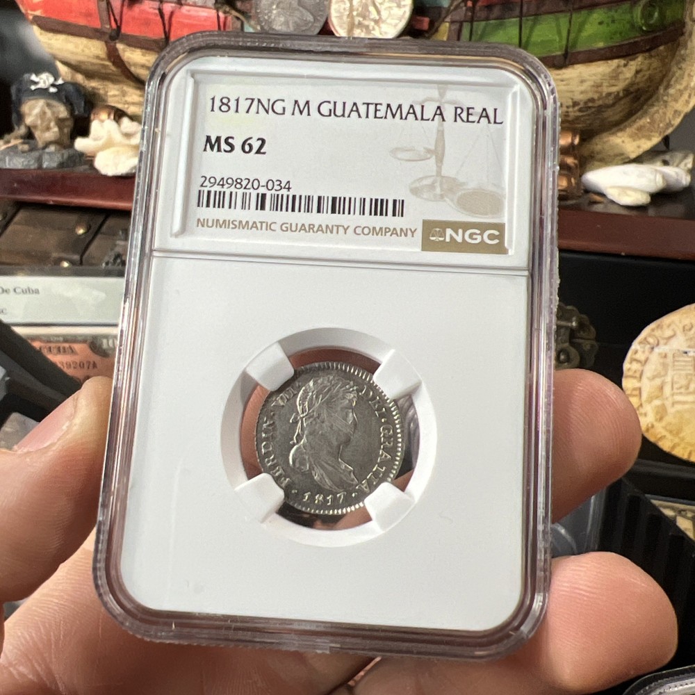 Silver Guatemala 1817 NG, M real NGC MS-62