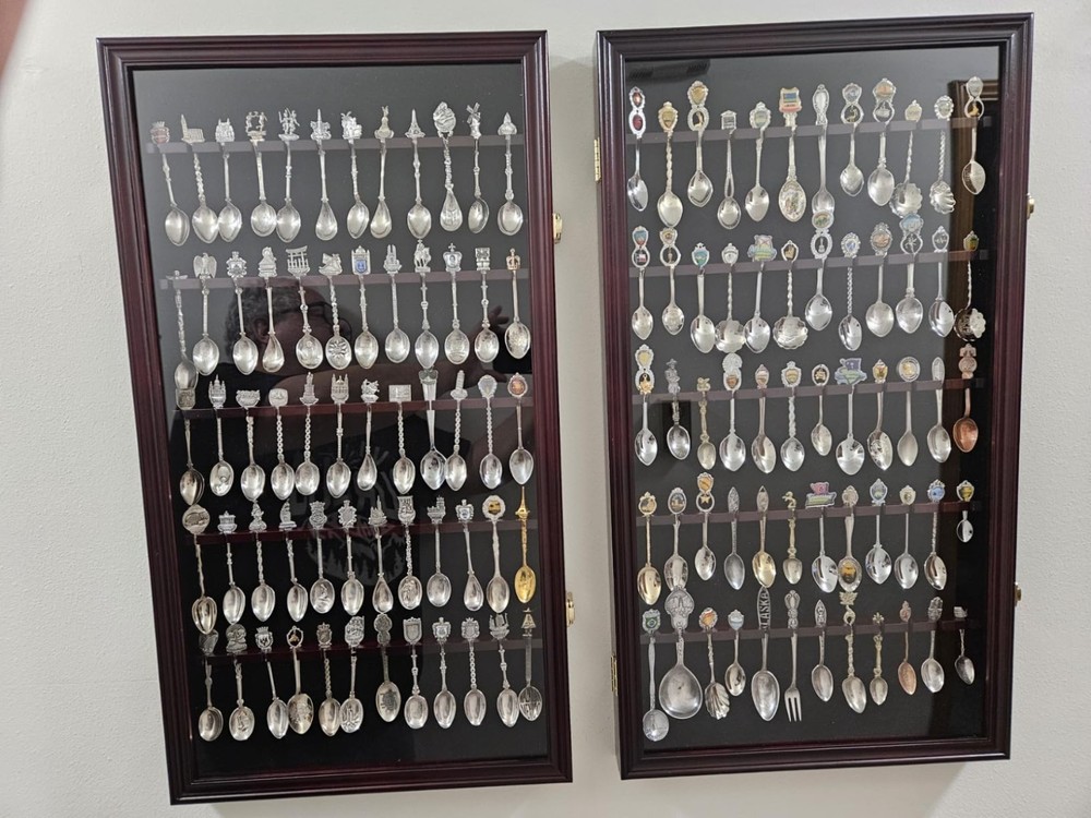 Spoon Display Case 60 Pcs Tea Souvenir Collection Cherry Holder Wall Rack Frame