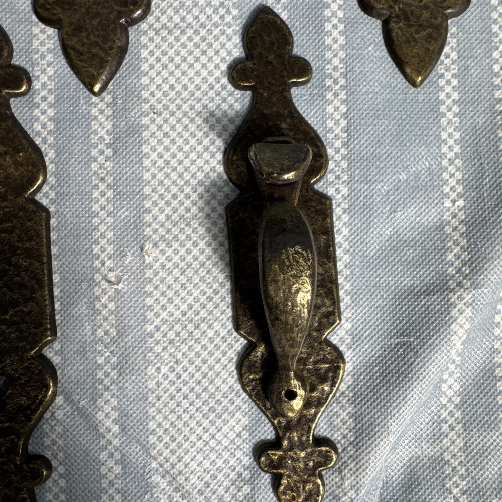 Antique Brass Drawer Pulls & Backplates Set-c. 1880s–1890s-Original Hardware