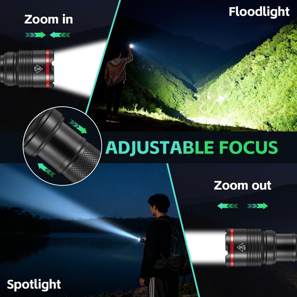 6Pack Rechargeable Flashlights High Lumens, Small Flashlight 6Pack, Black