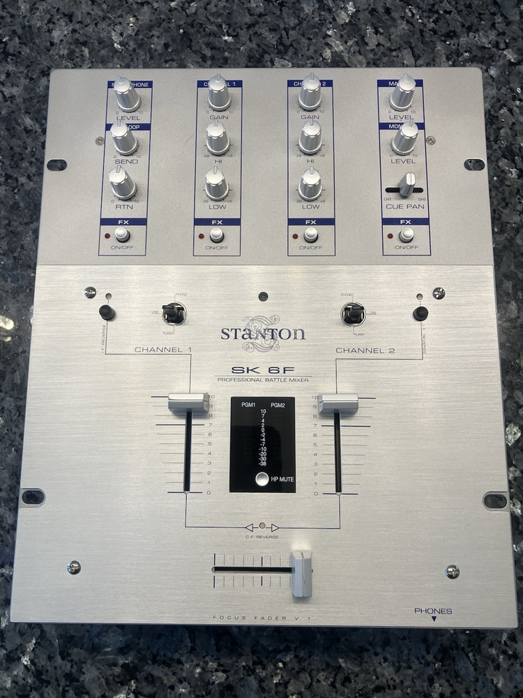 Stanton SK-6F DJ Mixer Silver 2-Channel Replaceable Crossfader FX Send/Return