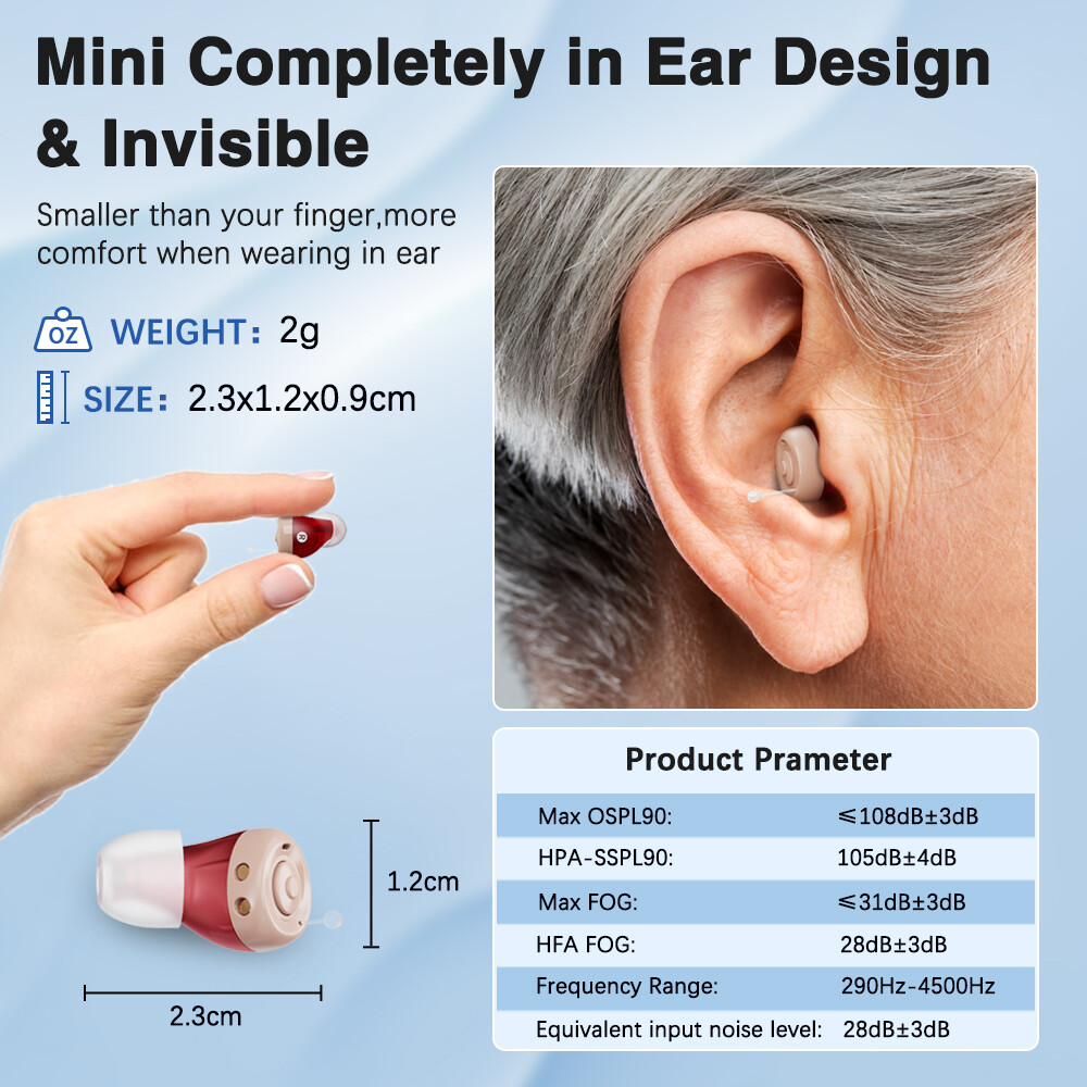 JINGHAO Rechargeable Hearing Aids Hearing Amplifier Sound Enhance -FREE RETURN