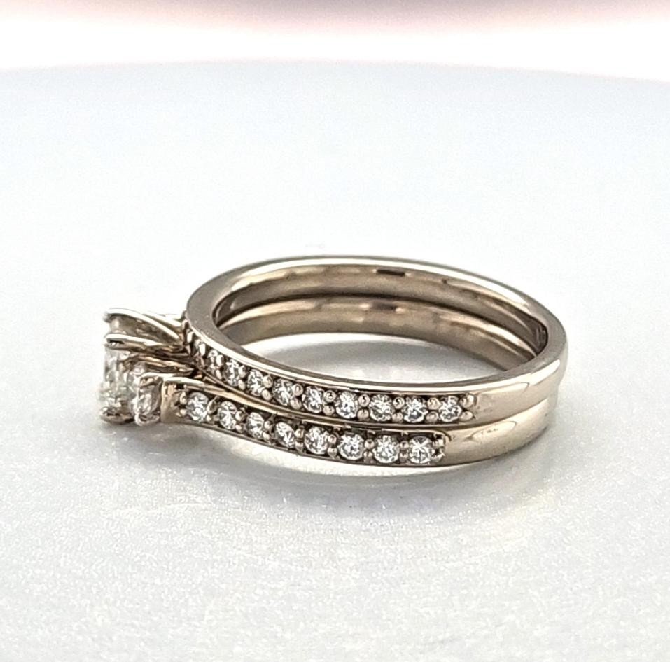 14K White Gold 0.51CT Princess Cut 3 Stone Style Ladies Diamond Ring (MAC000214)