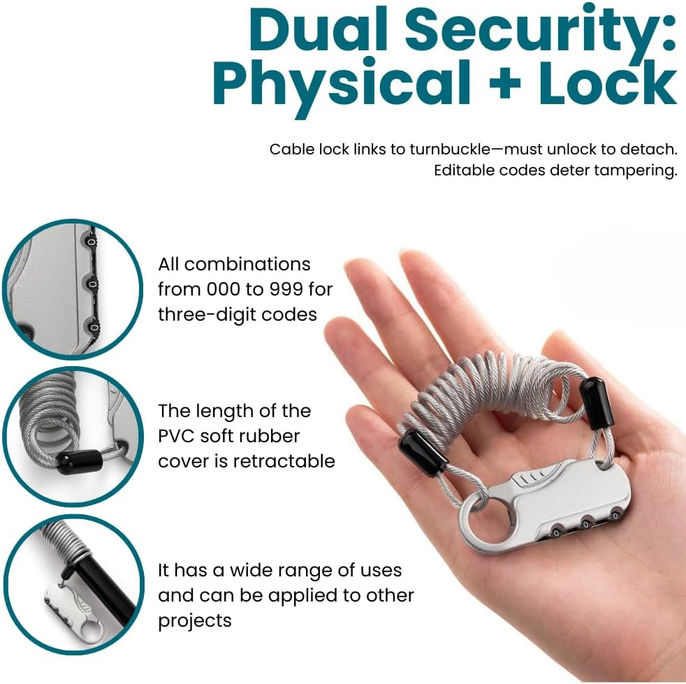 4-Pack Cooler Lock Bracket with Retractable Cable & Turnbuckle - Heavy Duty S...