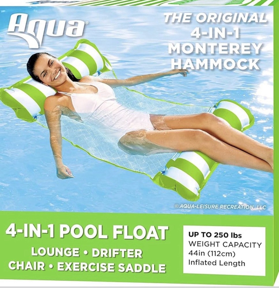 Inflatable Pool Float Green & White Stripes. - A0064