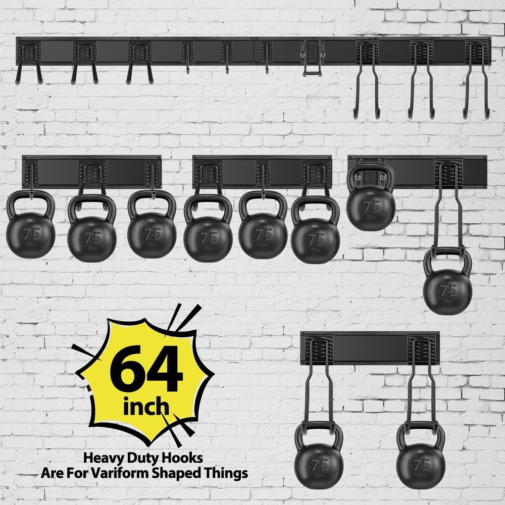 Tool Storage Rack Wall Mount, 64 Inch Adjustable Garden Tool Organizer, Heavy...