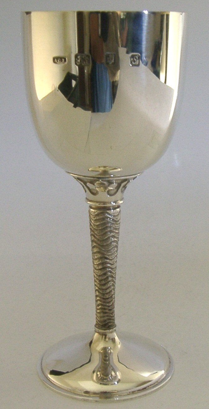ANTHONY ELSON BRISTOL STERLING SILVER CHALICE GOBLET 1973 MID CENTURY 222g 44