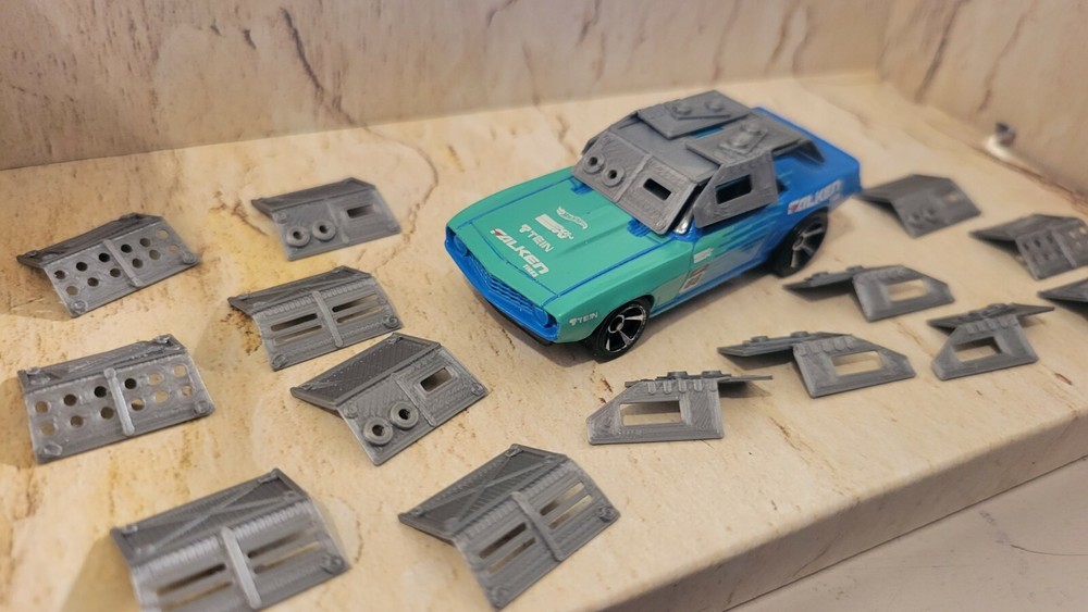 Bendable,Front,Rear and Side window armor 18 items 3d printed for 1/64 scale car