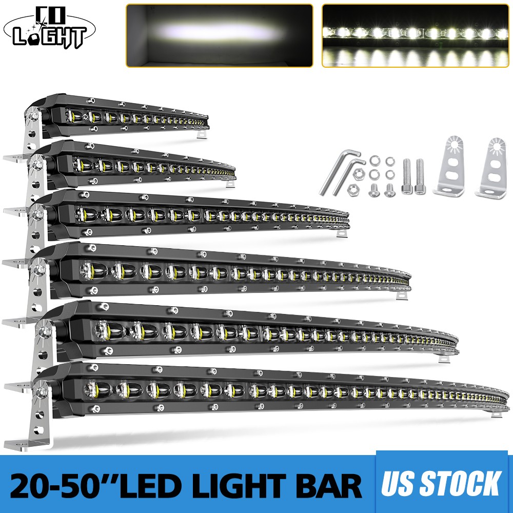 Curved 20"-50'' LED Light Bar Work Light Spot Flood Combo Offroad Driving Truck