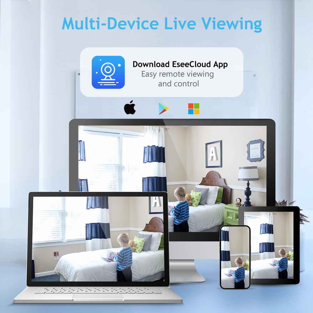 5MP Wireless CCTV Home Security Camera System Auto Cascading NVR AI Detection