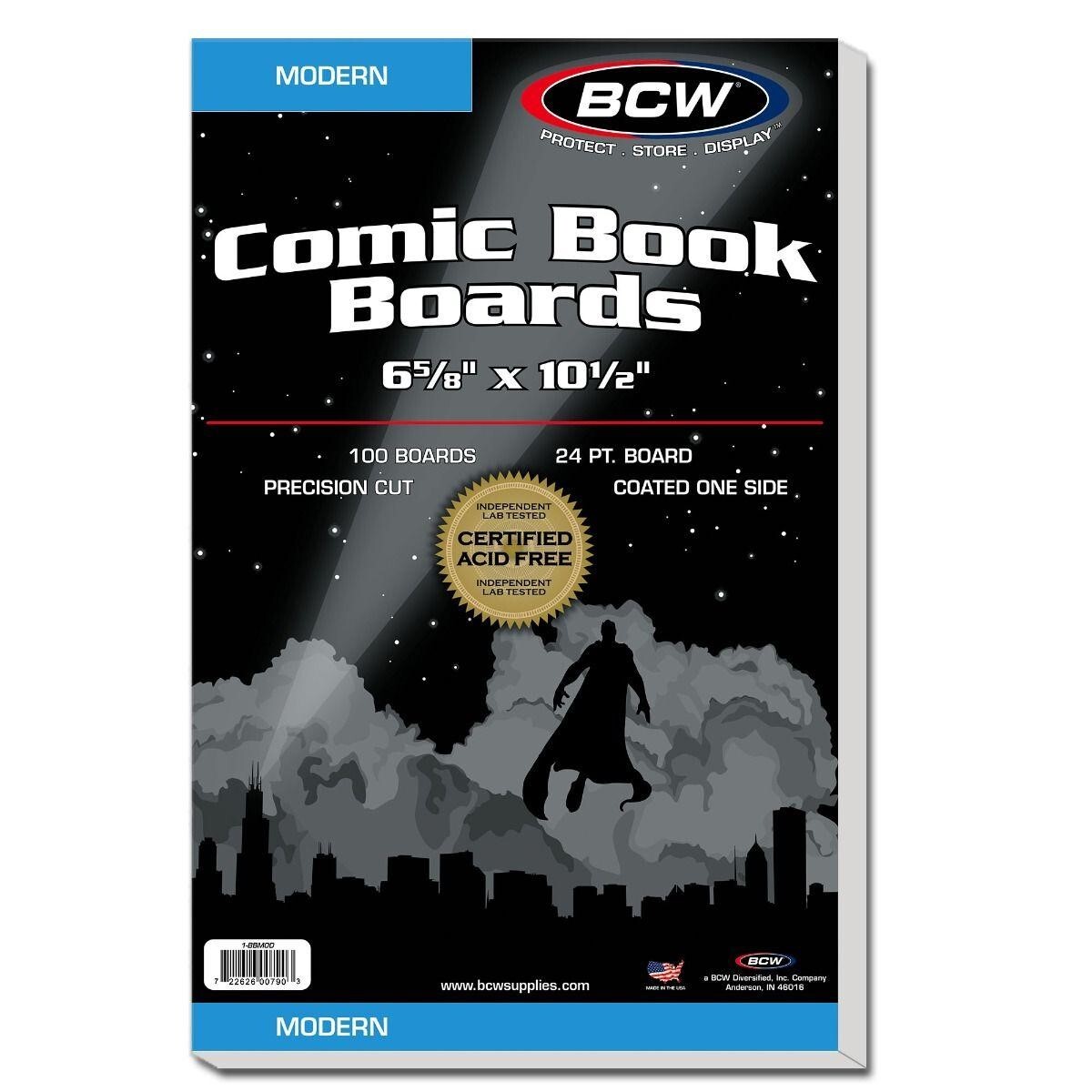 100 BCW Comic Book Boards Modern Current Size 24 Pts Archival Safe Storage Back