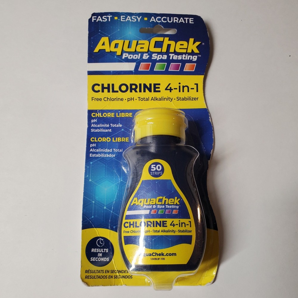 New AquaChek Yellow Test Strips with Chlorine - 50 Pack Testing Kit