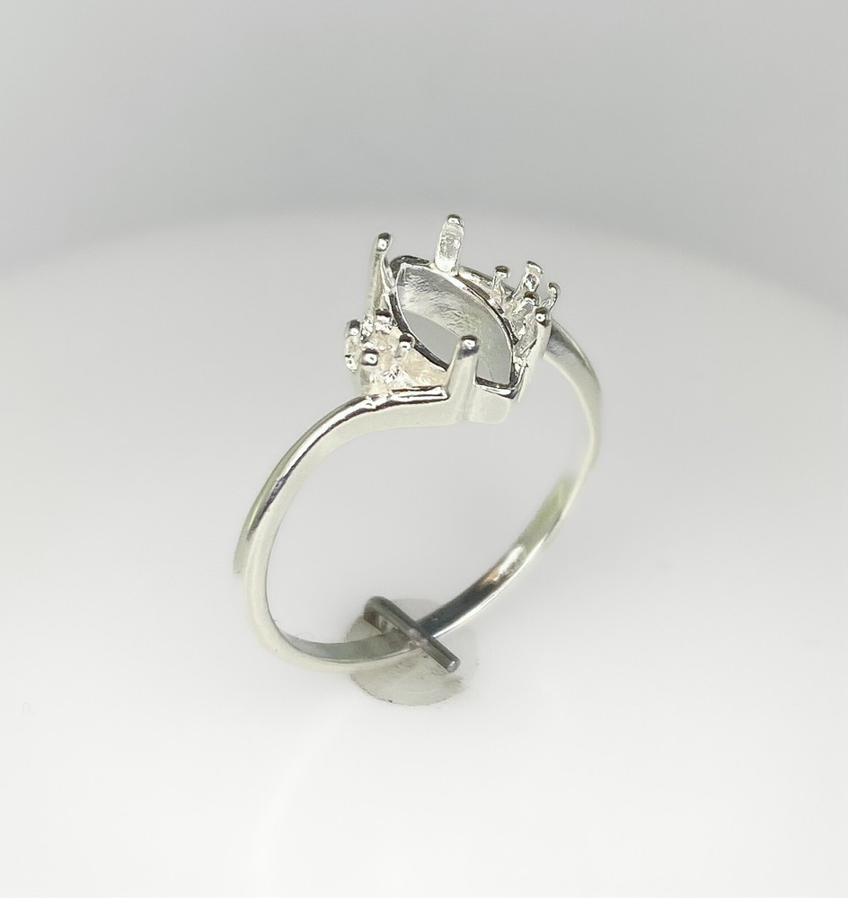Marquise with Accents Bypass Sterling Silver Ring Setting