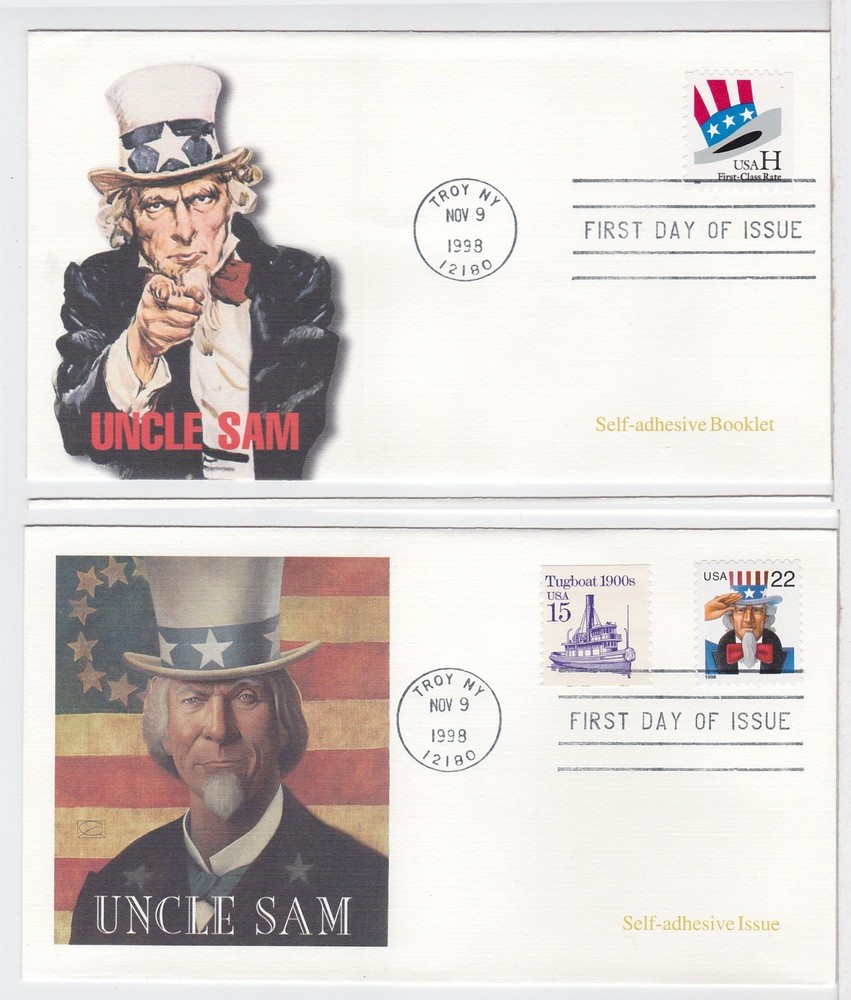 TurtlesTradingPost- Uncle Sam  #3263-64 1998 FDC- Fleetwood Cachets