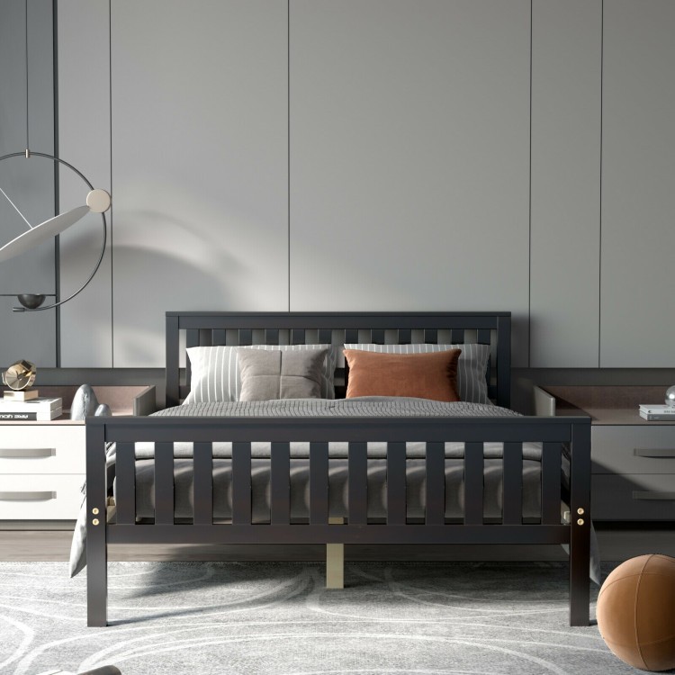 Solid Wood Platform Bed with Headboard, Slats, 12” Storage, Easy Assembly