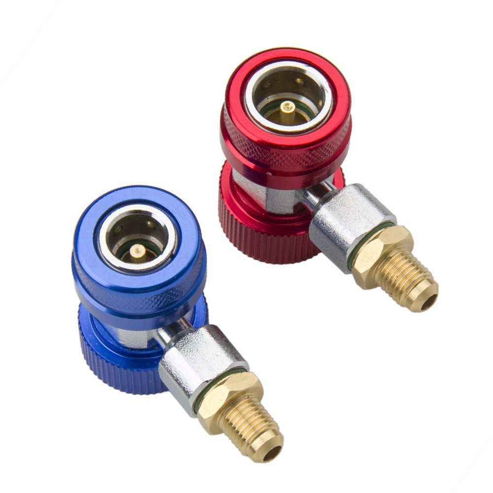 Adjustable A/C Quick Coupler Connector Adapter High Low Side 1/4" SAE HVAC