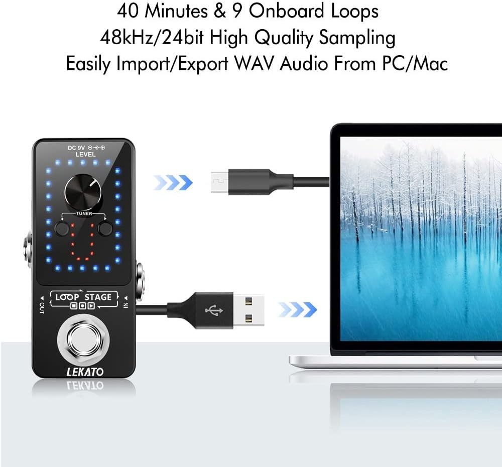 9-Loop Guitar Pedal with 40min Record Time - Black