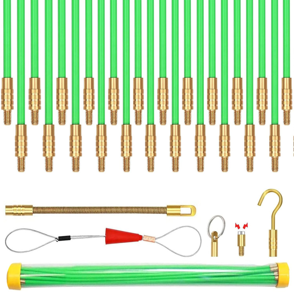 33 Ft Fiberglass Cable Wire Running Pull Push Kit Coaxial Electrical Connecta...