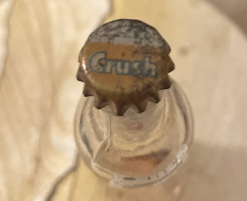 Vintage Miniature 3" Glass Orange Crush Bottle With Bottle Cap.