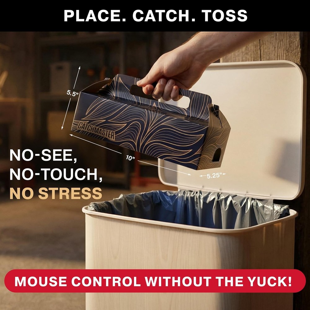 Catchmaster Catch & Toss: No-Touch Disposable Mouse Glue Traps Indoor - 2 Pack