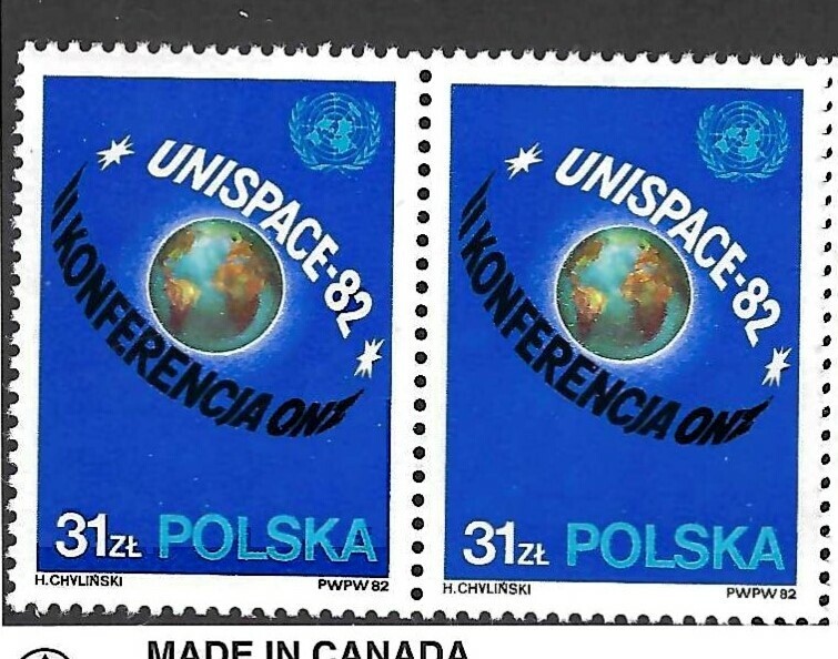 Poland 2525 PAIR MNH. Michel 2816, UN Conference, Outer Space, 1982.