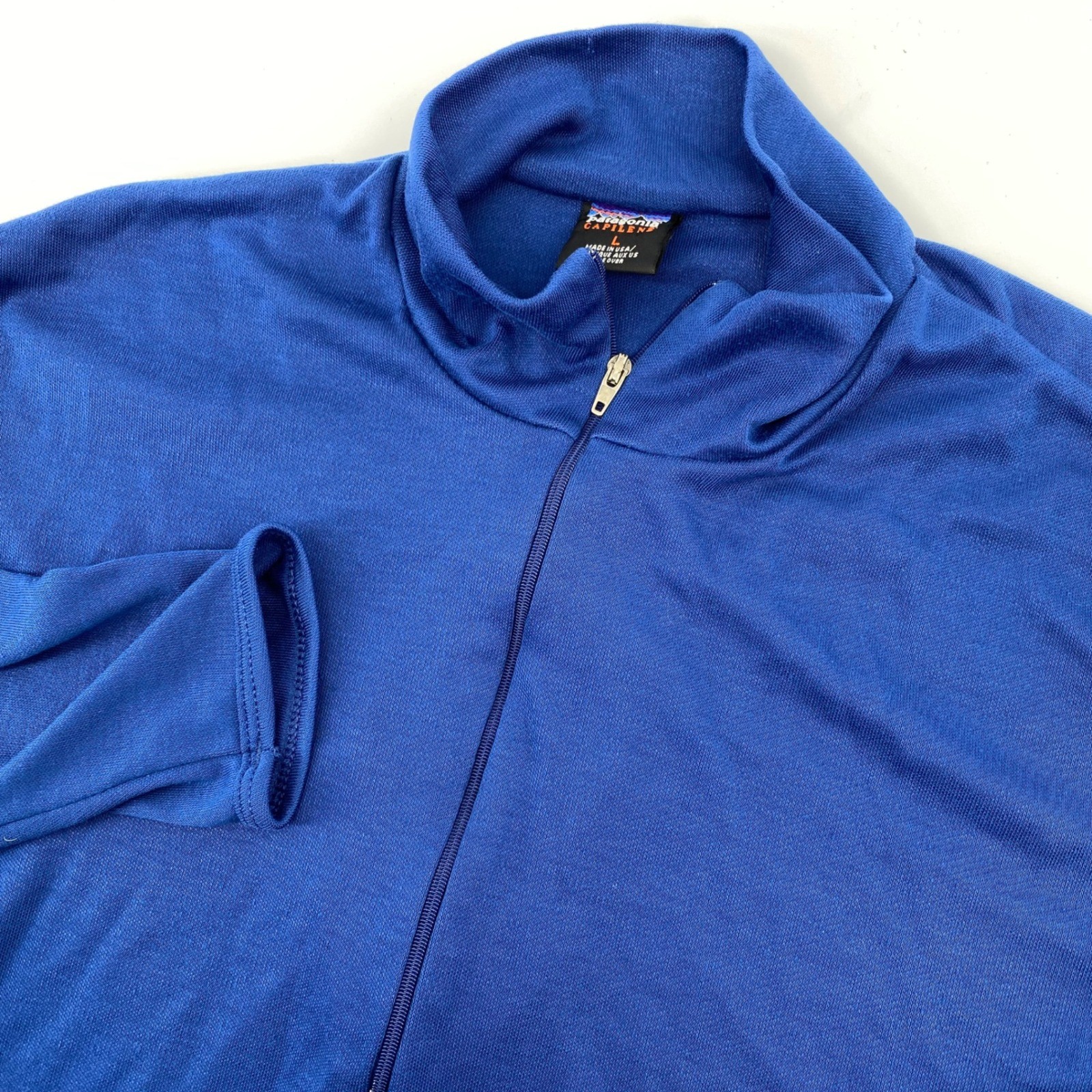 Patagonia Capilene Mens L Blue Pullover Half Zip Long Sleeve Shirt Top Vintage