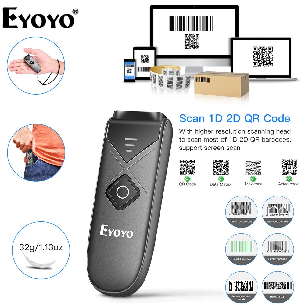 Eyoyo 10PCS 1D 2D QR Code Wireless Barcode Scanner Bluetooth USB Bar Code Reader