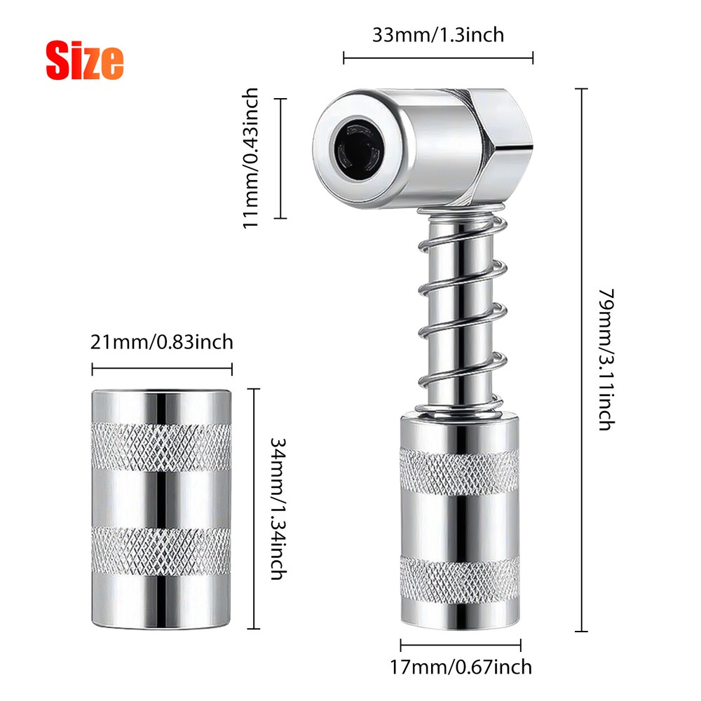 Grease Gun 90-Degree Adapter Set Includ Quick Connect Coupler Style Adapter