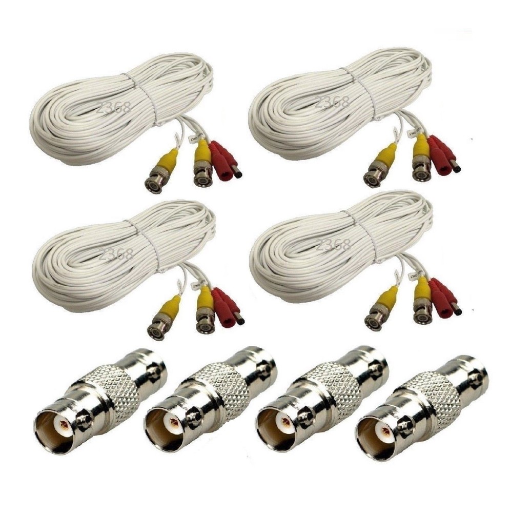 4x 50ft Video Power Security Camera Extension Cable Wire for CCTV Camera System