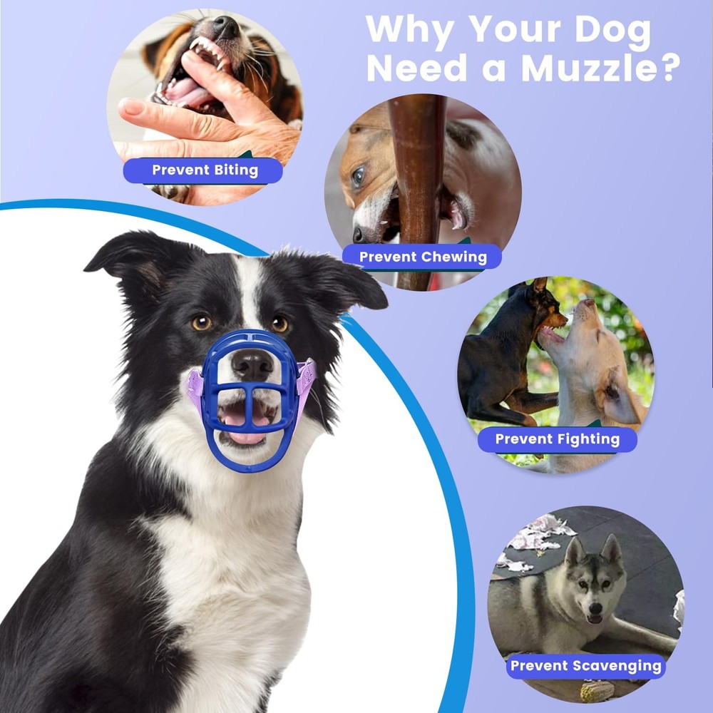 Basket Muzzle Allows Panting Drinking, Anti Biting Chewing, Suitable for Groo...