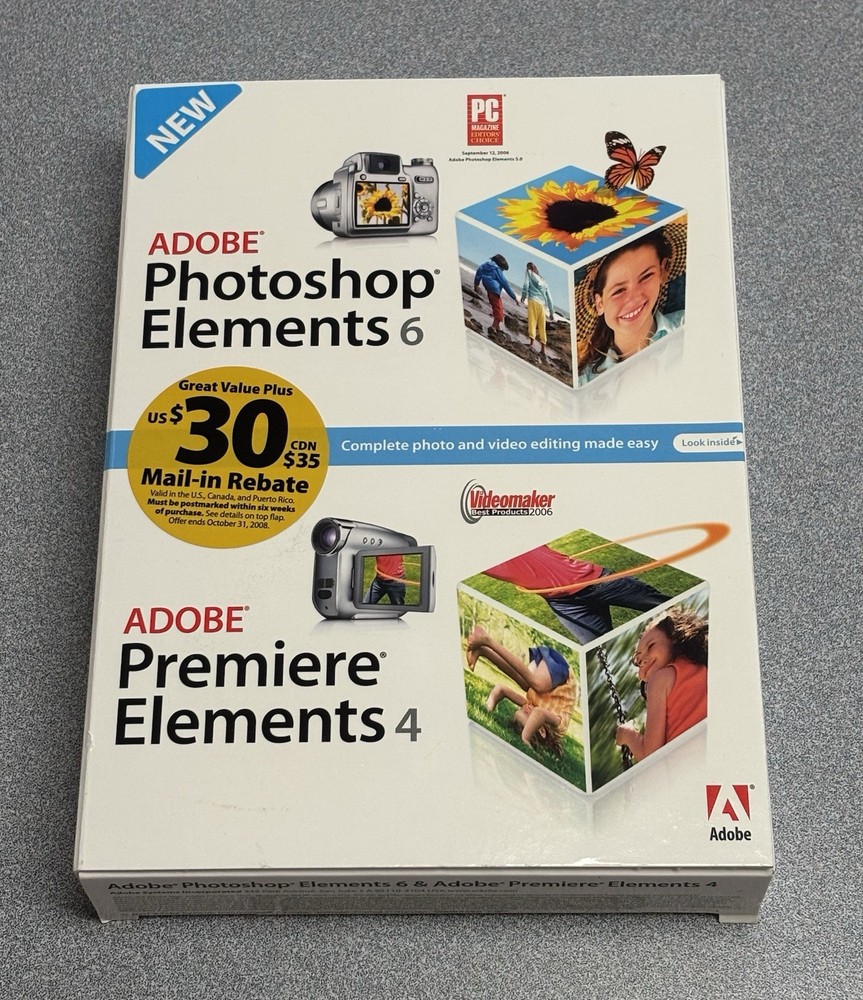 Adobe Photoshop Elements 6 & Premiere Elements 4 PC Clean Discs
