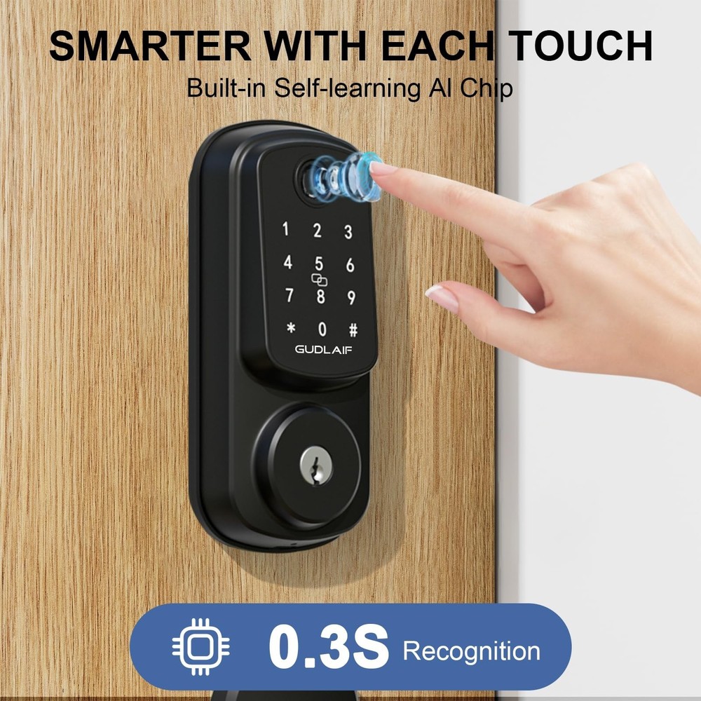 Keyless Entry Door Lock Deadbolt with Handle Set, Smart Front Door Lock Set, ...
