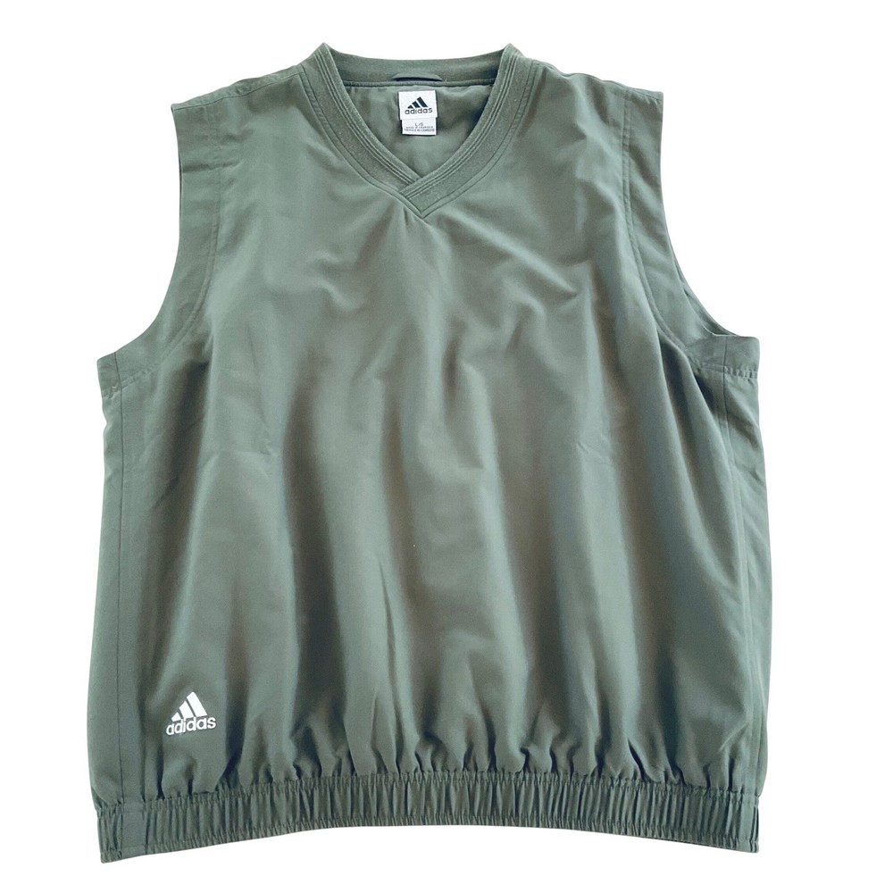 Adidas men's vest ClimaShell wind golf AWV002 Y2K green mesh v neck pullover L