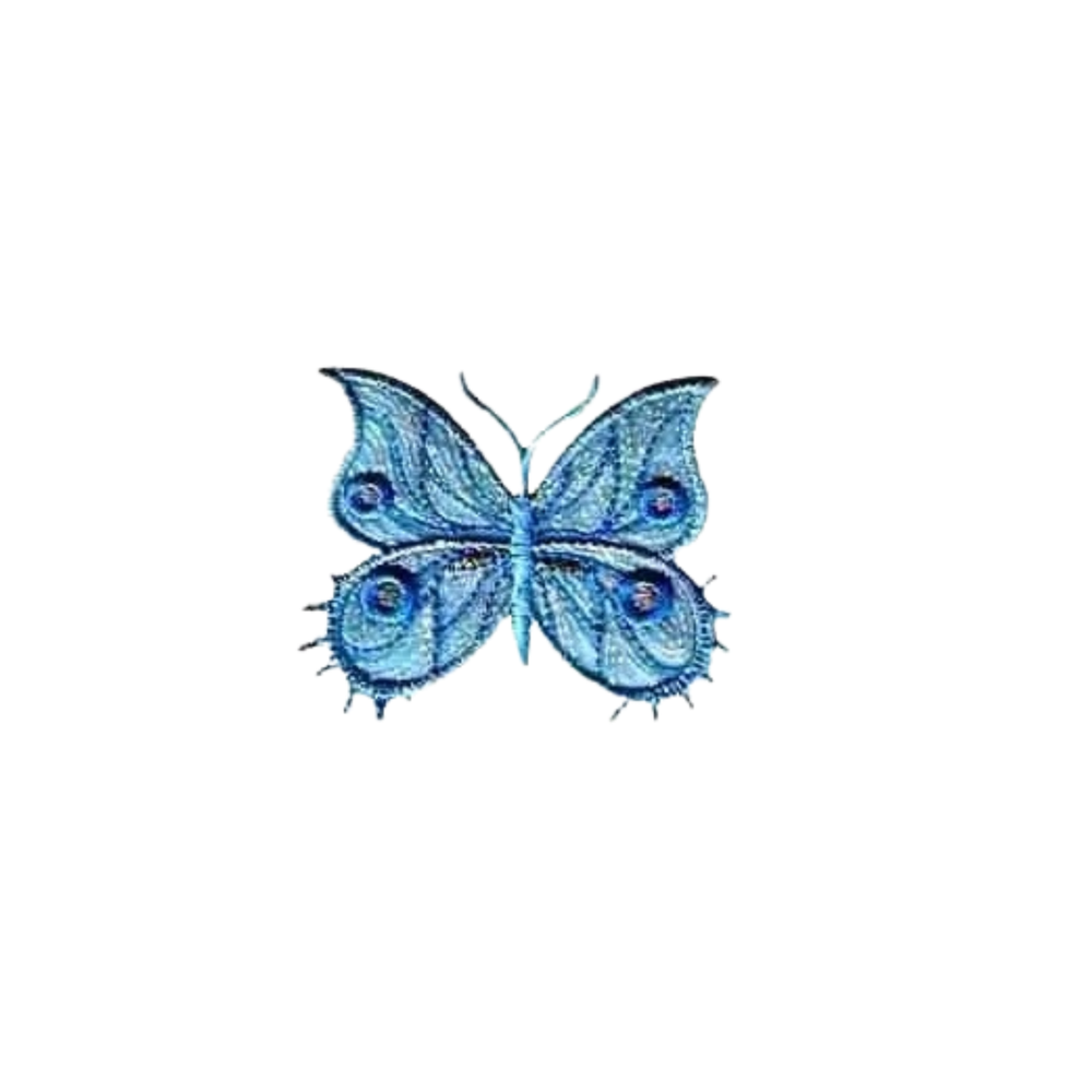 Fancy Sparkle Butterfly Iron On Patch – Large: BLUE