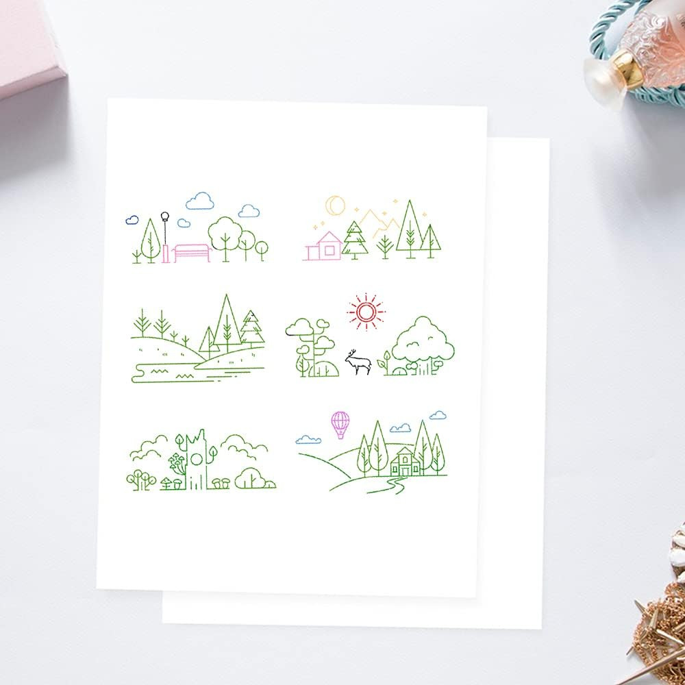 Creative Line Drawing Cute Scene Patterns Clear Stamps for Card Making Decoratio