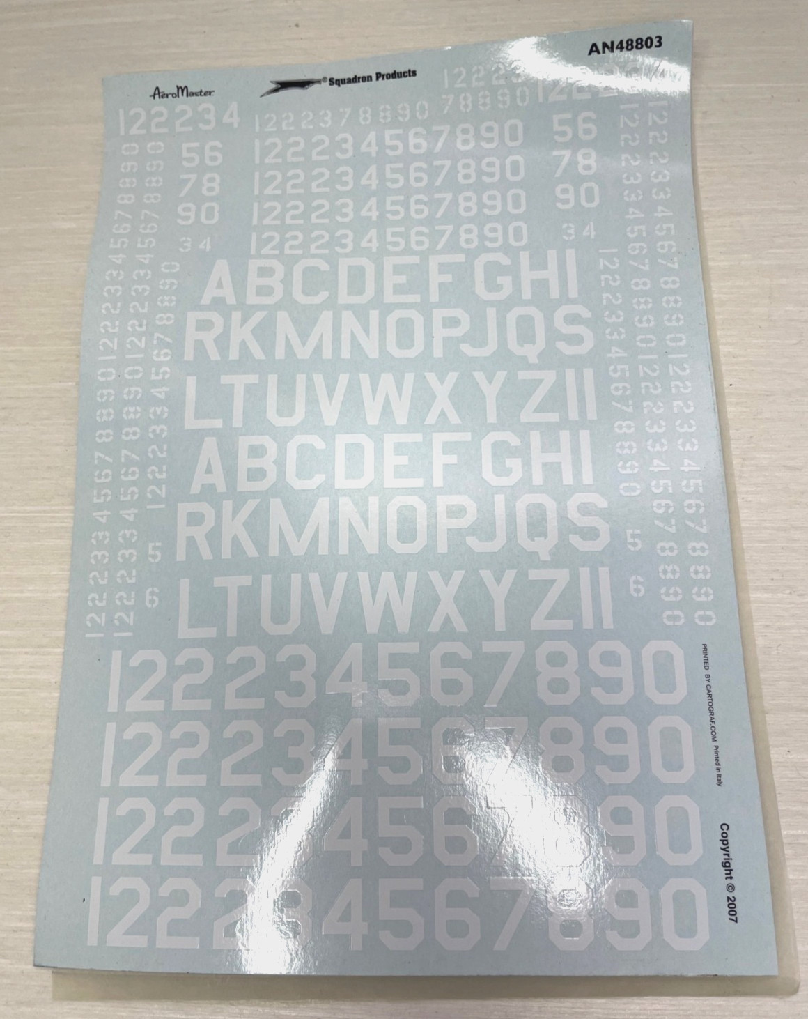 Aeromaster 1/48 White U.S. 45 Degree ID Numbers and Letters Decal Sheet