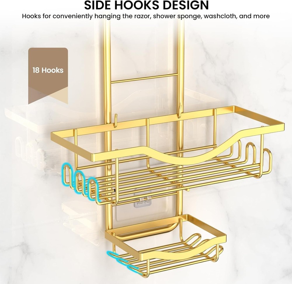 Shower Caddy Hanging Adjustable Shower Caddy, Rustproof Shower Organizer Exte...