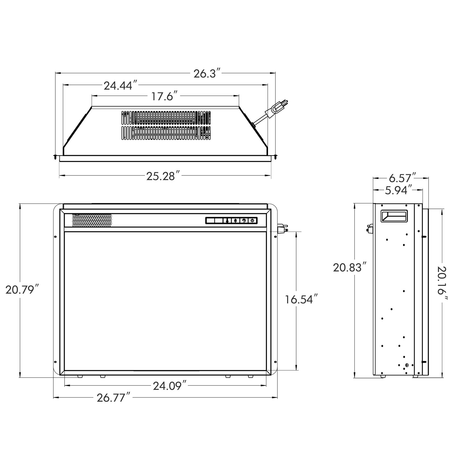 Costway 26" Recessed Electric Fireplace heater W/ Remote Control 750W/1500W