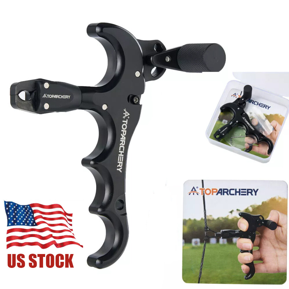 Archery 4-Finger Compound Bow Release Adjustable Can Rotate 360° Thumb Release