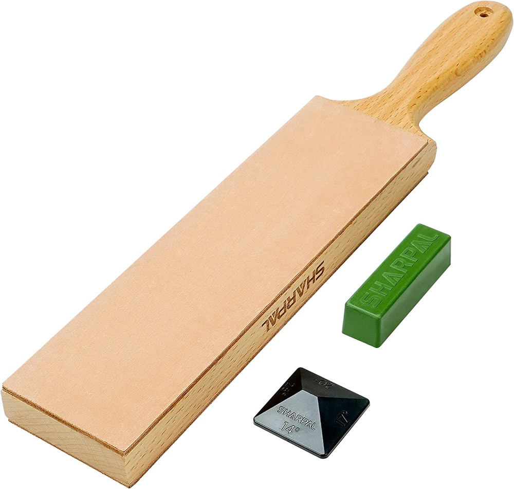 Double-Sided Leather Strop 13.2" X 2.4" Kit with 2 Oz. Polishing Compound