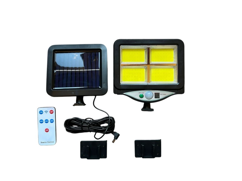 128 LED Solar Spotlight with Motion Sensor Remote Control and Bracket
